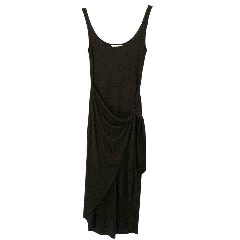 LBLC The Label XS Black Sleeveless Eva Dress Leg Slit Soft Casual Classic Summer